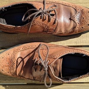 CHAPS Tan Leather Dressy Shoes w/embroidery 8M